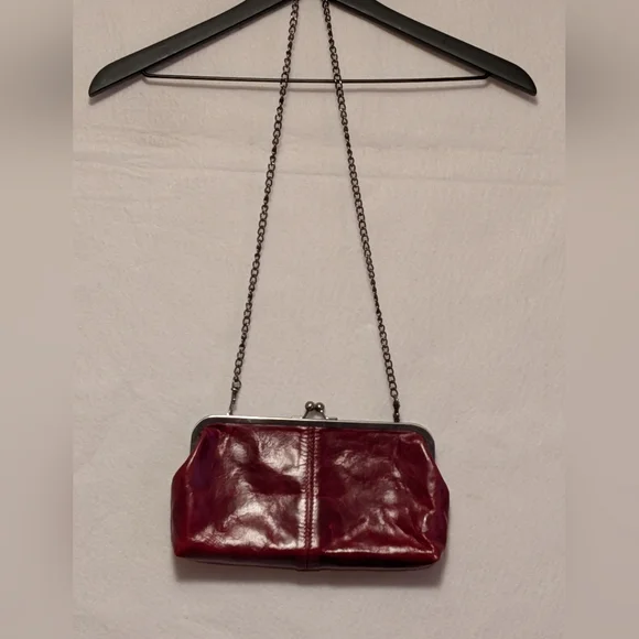 Patricia Nash Deep Red Leather Purse Handbag Like NEW Clutch Bag Chain Retro - Picture 2 of 4